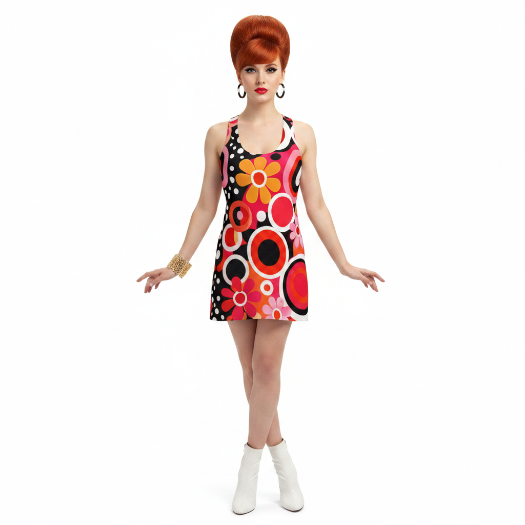 Red Circles Op-Art Dress Modelka 1