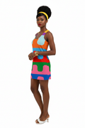 Retro Color Block Dress Model 3