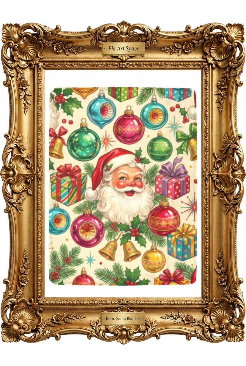 Retro Santa Blanket w złotej ramie
