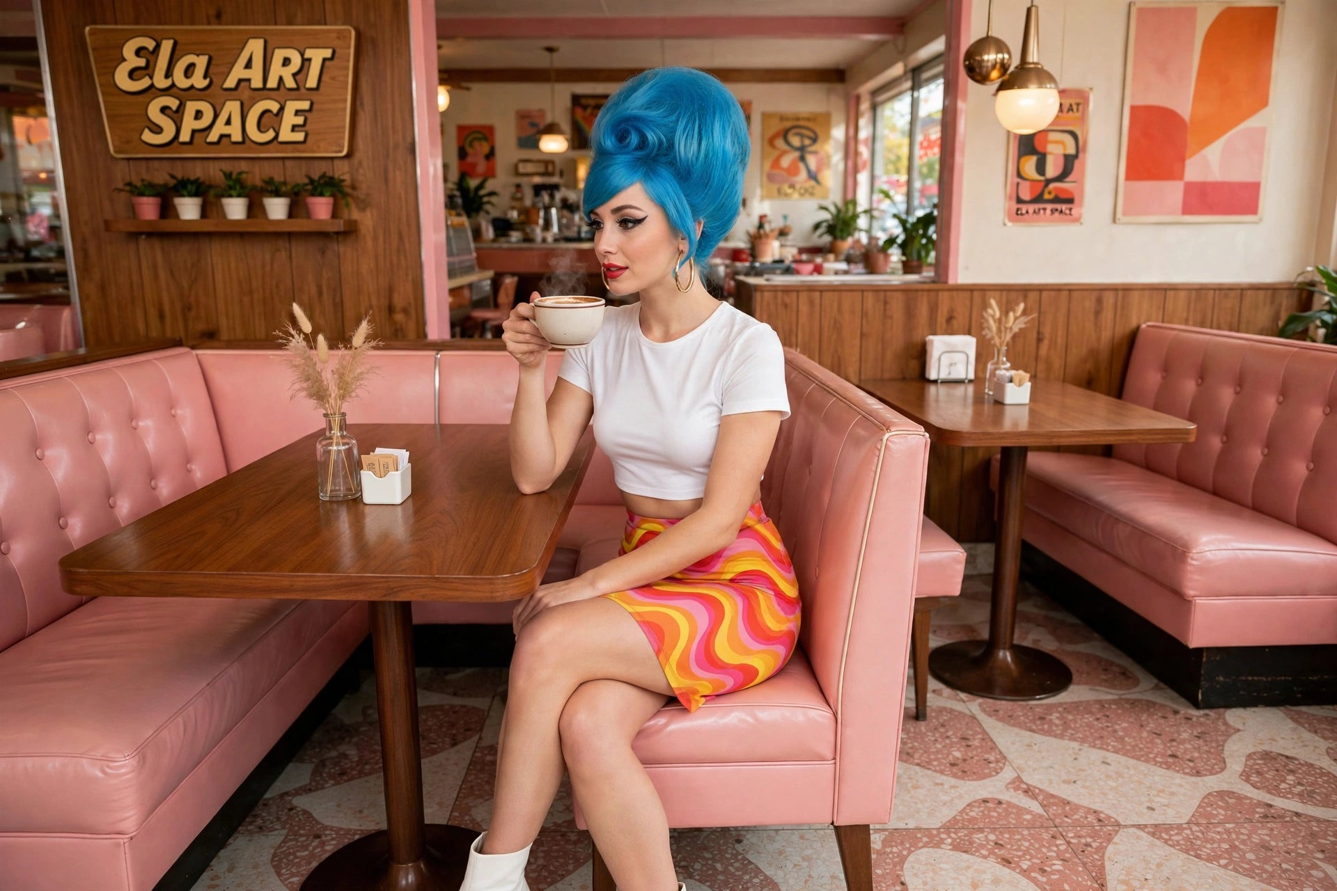 Sunset Ripple - Warm Wave Pencil Skirt