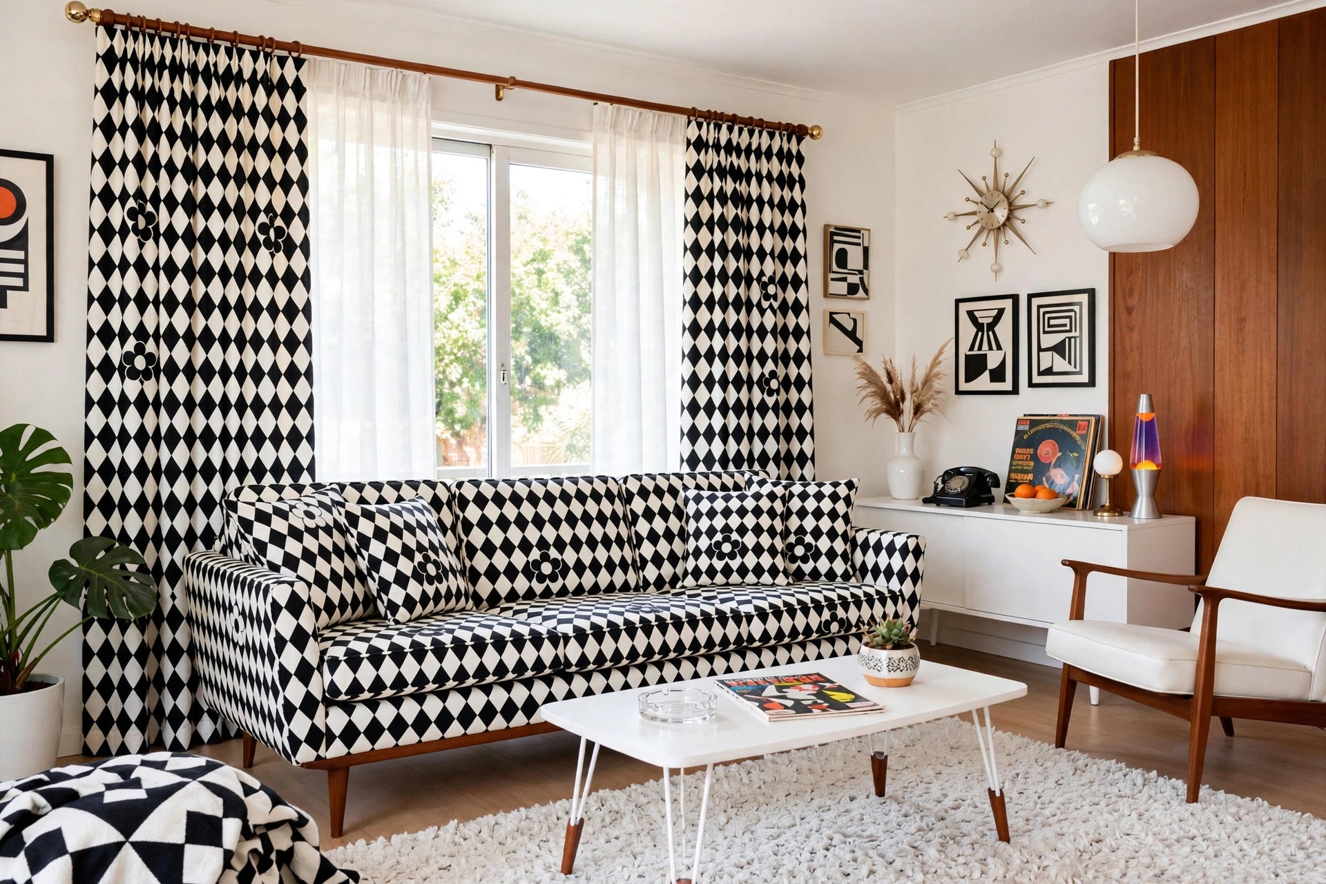 Monochrome Daisy Harlequin Fabric