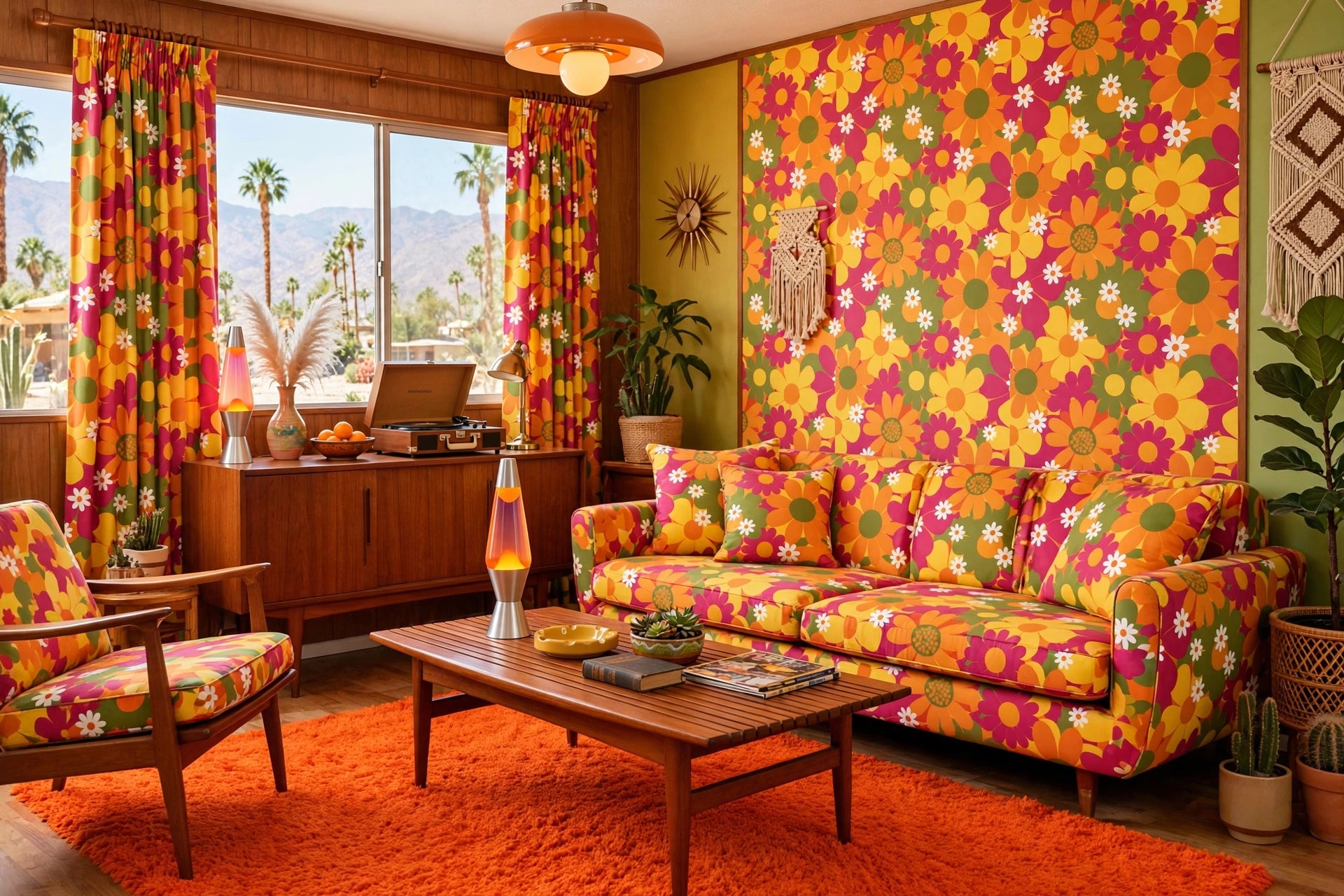Retro Groovy Floral Fabric
