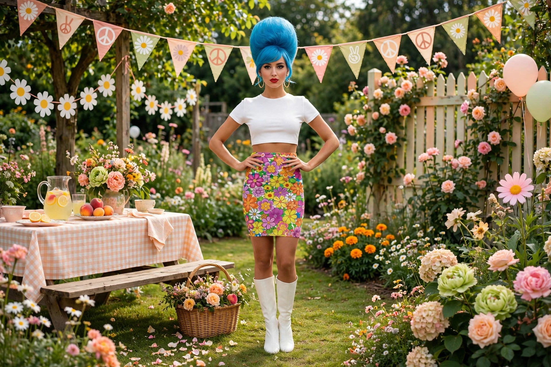Flower Child Bloom - Psychedelic Daisy Pencil Skirt