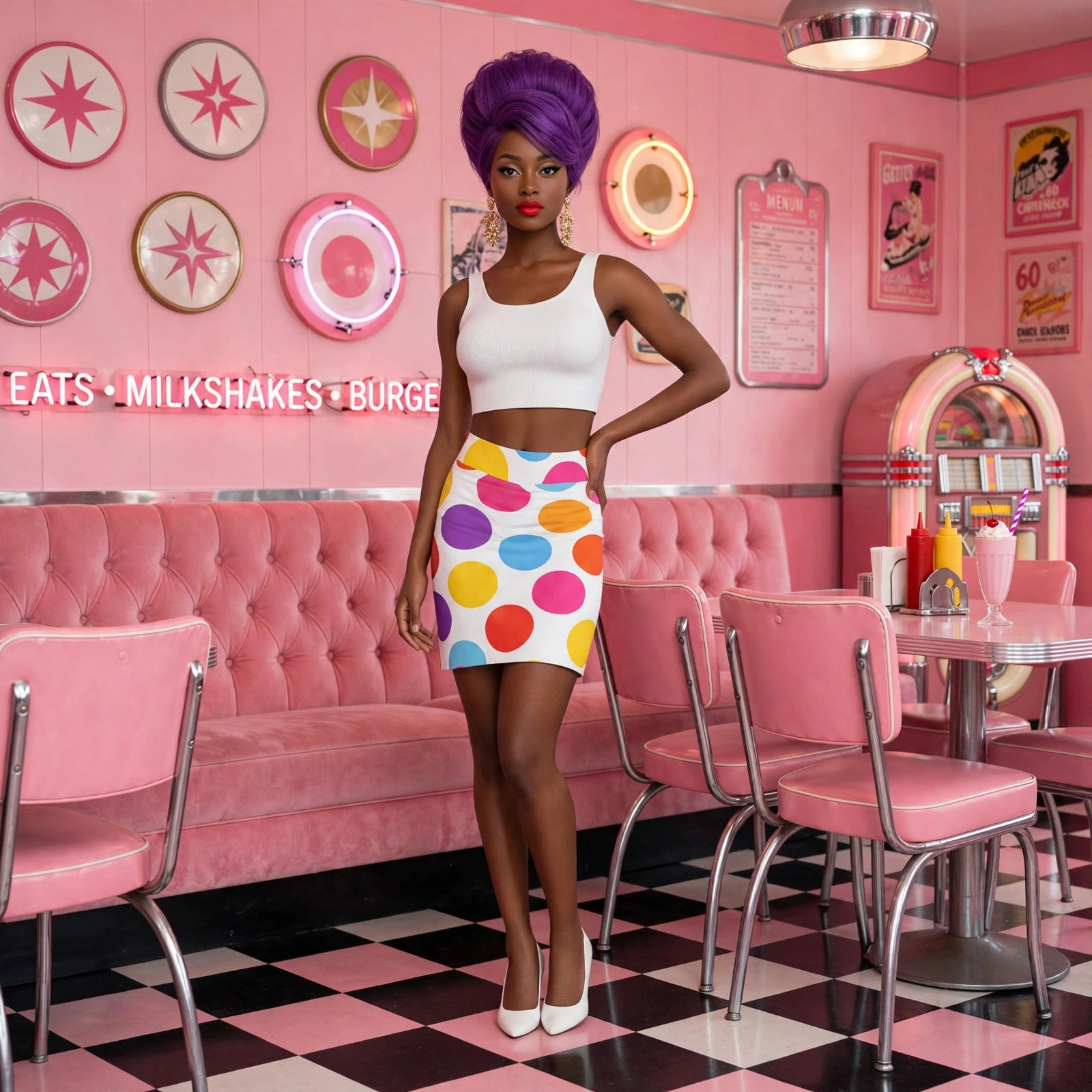 Carnival Dot - Rainbow Polka Dot Pencil Skirt