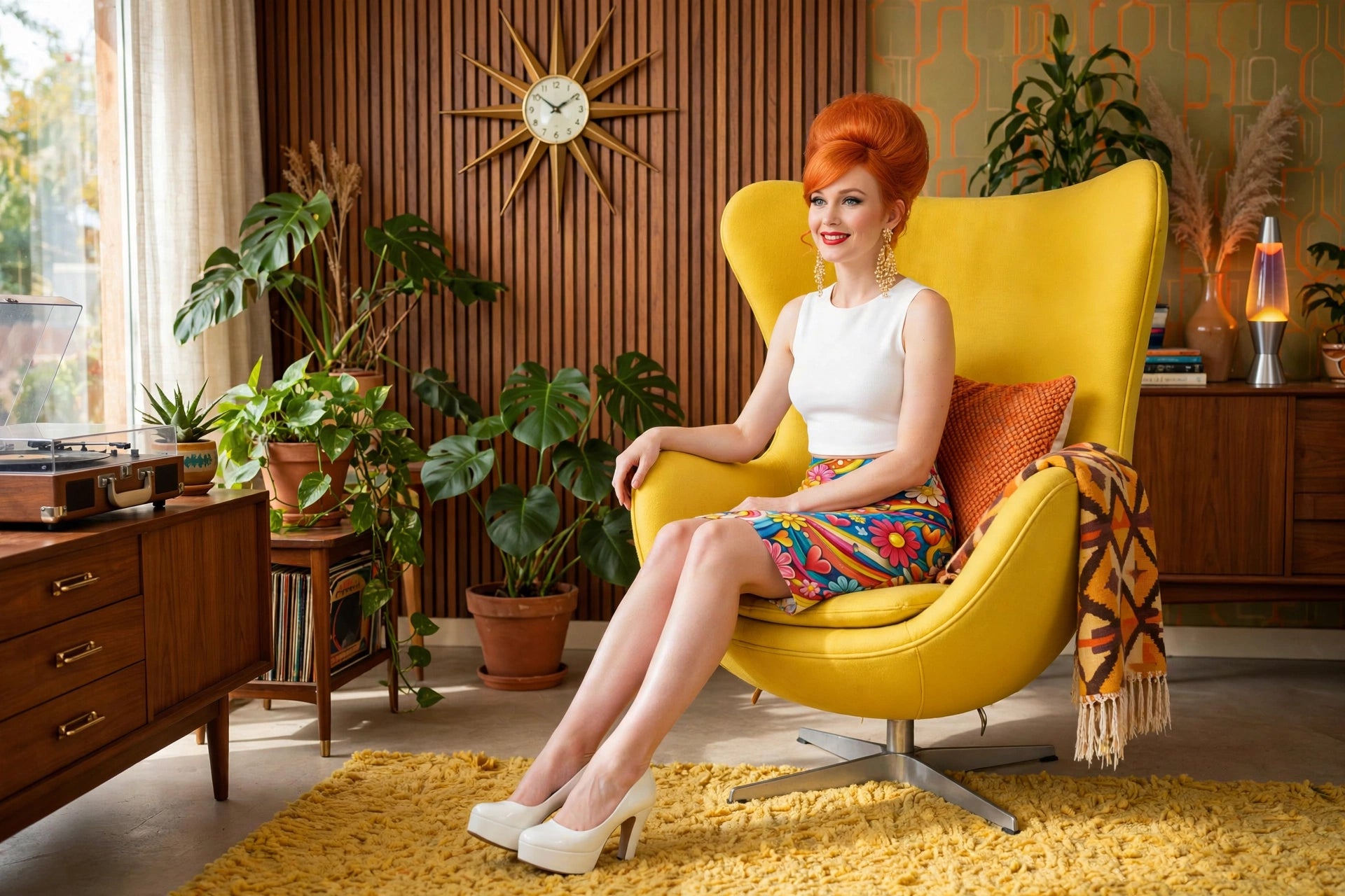 Flower Power Wave - Psychedelic Pencil Skirt