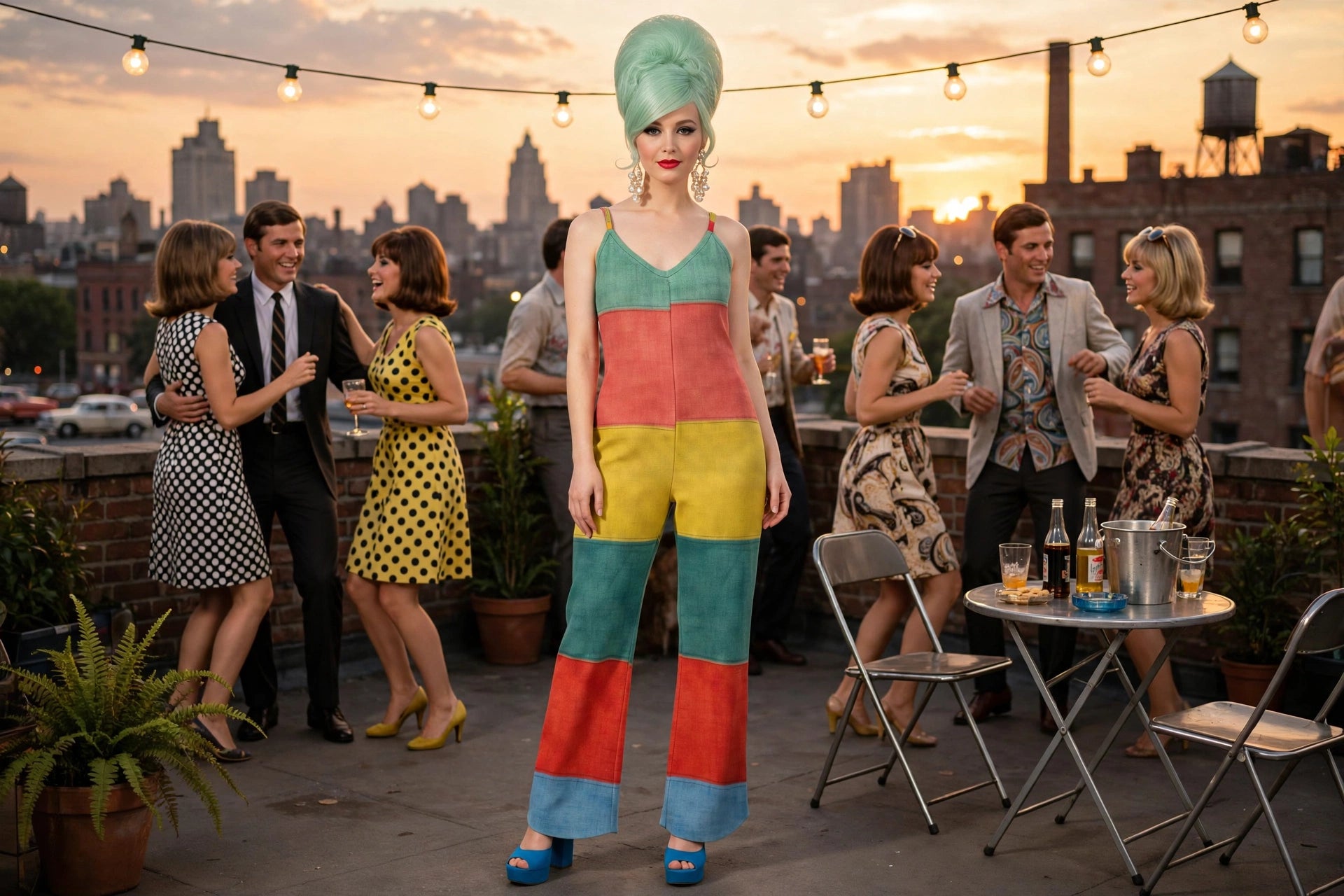 Colorblock Sunset - 60s Stripe Jumpsuit