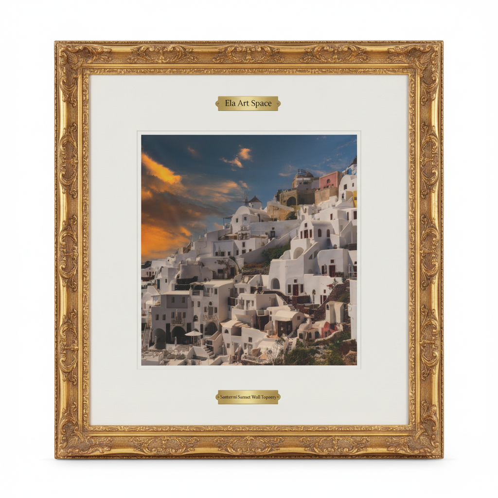 Santorini Tapestry złota rama