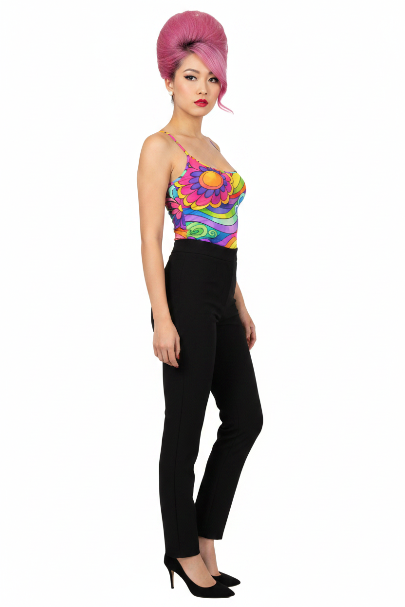 Rainbow Flower Power Spaghetti Strap Tank