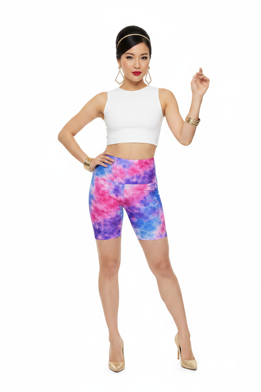 Tie-Dye Candy Biker Shorts — 60s Model