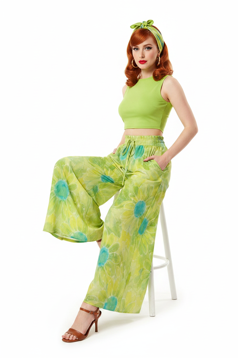 Tie-Dye Floral Palazzo — Sitting