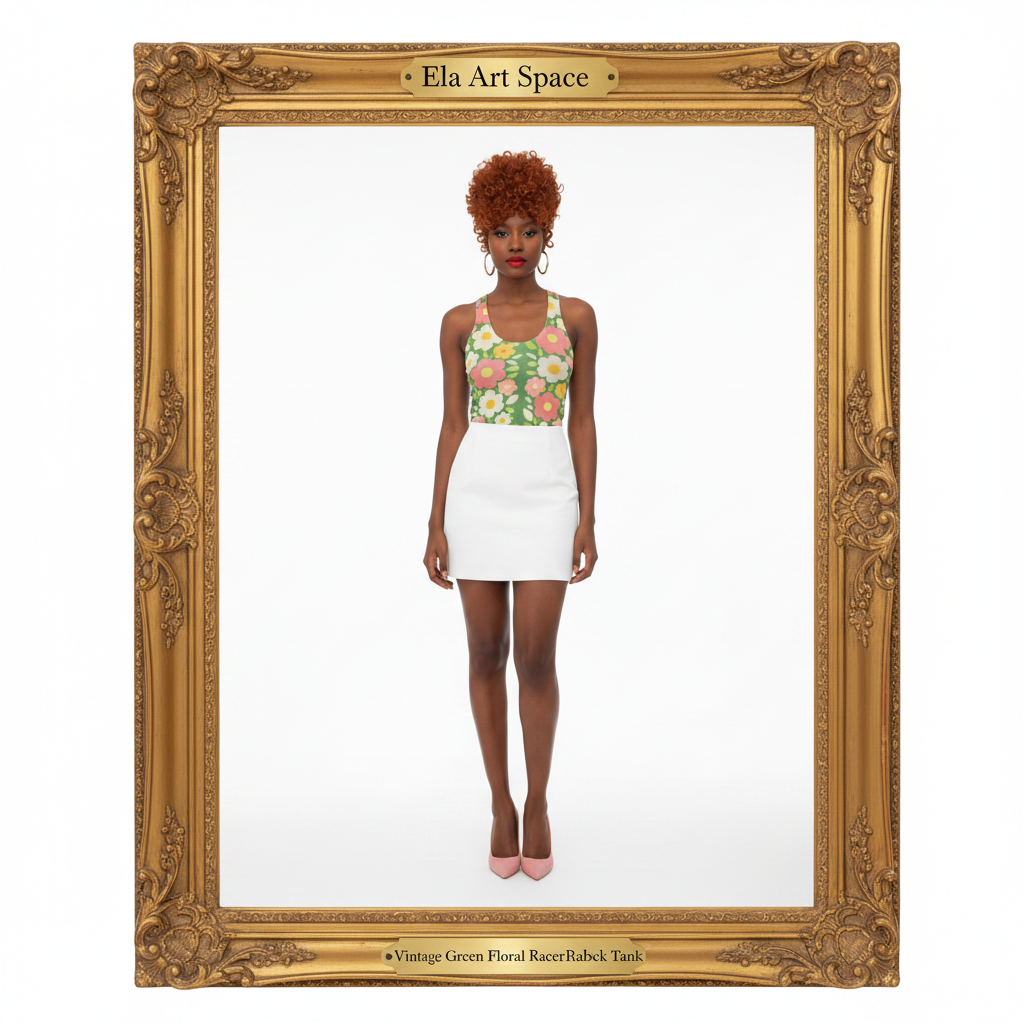 Vintage Green Floral Racerback Tank
