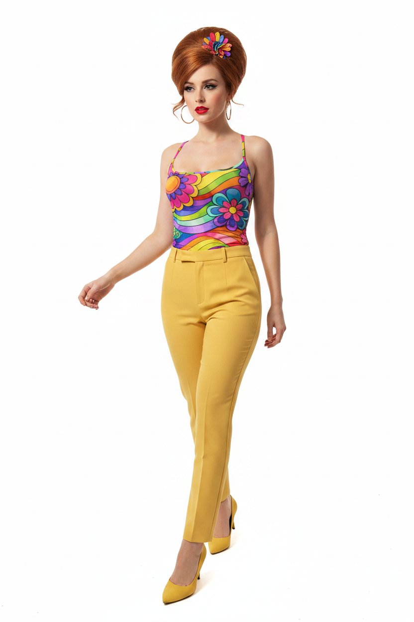 Rainbow Flower Power Spaghetti Strap Tank