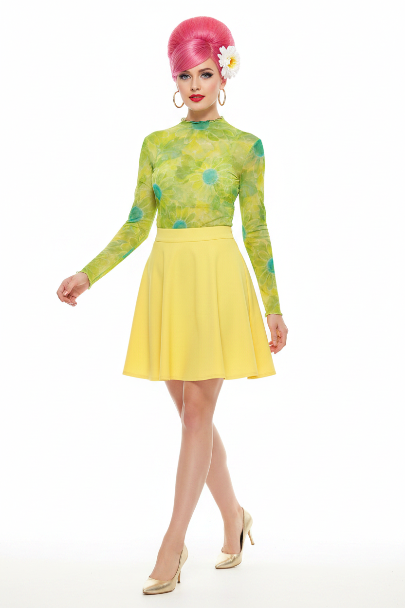 Lime Green Floral Mesh Top