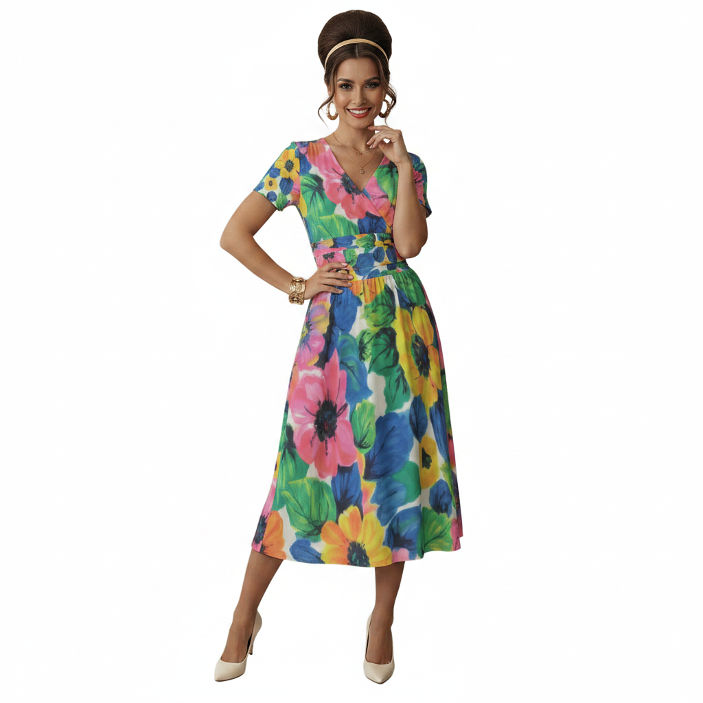 Watercolor Floral Dress Modelka 1