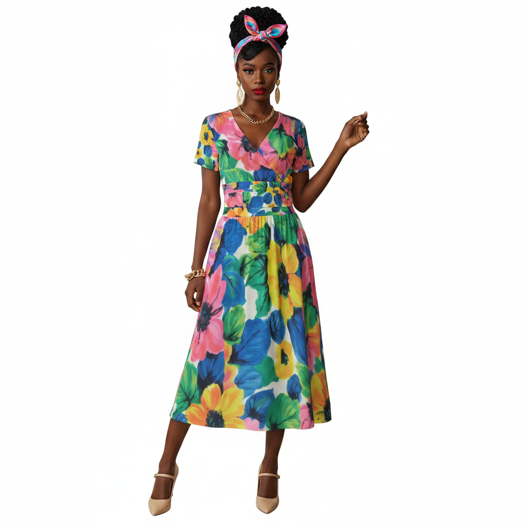 Watercolor Floral Dress Modelka 2 retry