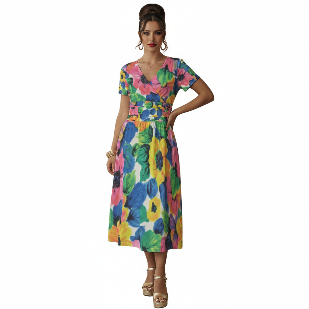 Watercolor Floral Dress Modelka 3