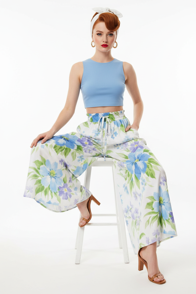 Watercolor Floral Palazzo — Sitting