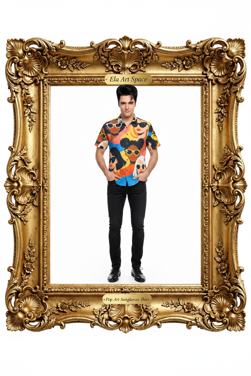 Złota rama — Pop Art Sunglasses Shirt (model 2)