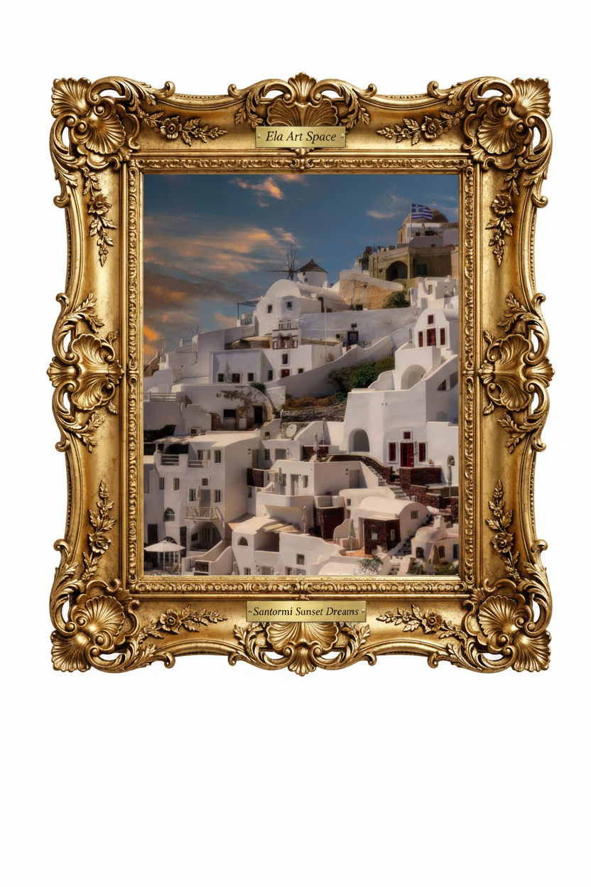 Złota rama — Santorini Sunset Dreams
